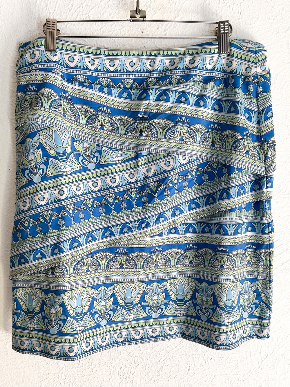 J. McLaughlin Catalina Cloth Nicola Tiered Skirt Blue Medallion Print Large